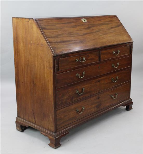 A George III mahogany bureau, W.4ft 1in. D.1ft 10in. H.3ft 7in.